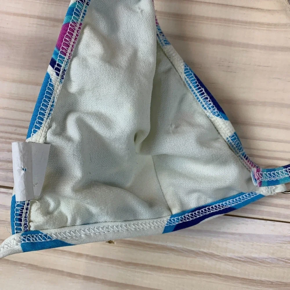 Vtg L*Space Swim Bikini Top Large Retro Swirls USA Made Hippie‎ Y2K
